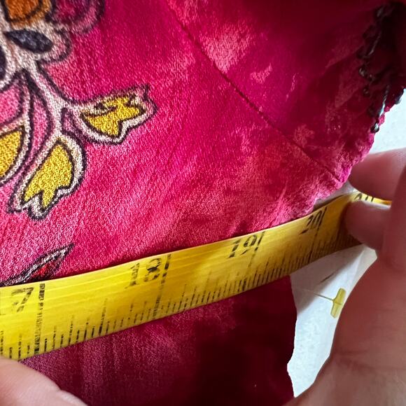 Paisley Peasant Sequin Top, Boho Chic Y2K Festival Hippie Eclectic Vintage Small - Picture 6 of 8